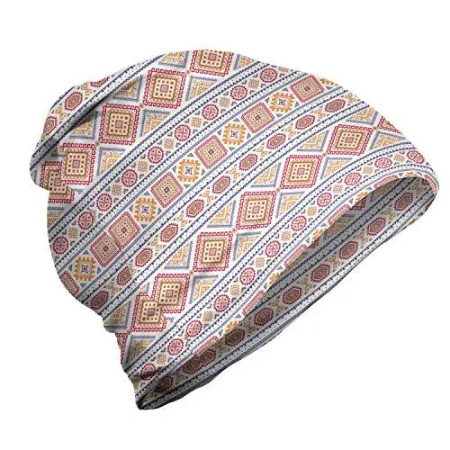 Produktbild: ABAKUHAUS aztekisch Unisex Beanie, Mittelalterliche Folklore Einflüsse, Wandern im Freien, Aprikose Dark Pink