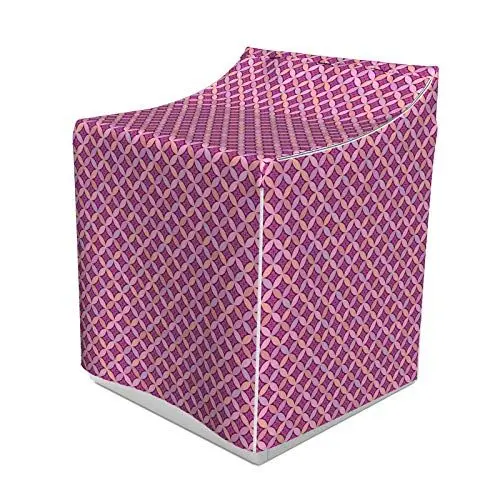 Produktbild: ABAKUHAUS japanisch Waschmaschienen und Trockner, Aufwändige Oriental Komposition mit Blumen und ovalen Formen Kirsche Kreise, Bezug Dekorativ aus Stoff, 70x75x100 cm, Rosa Pfirsich-Magenta