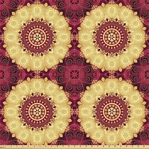 Produktbild: ABAKUHAUS lila Mandala ausdehnbar mit Elestan für Heimwerkarbeiten und Näharbeiten, Alte Barock-Kunst, Elestan für Heimwerkarbeiten und Näharbeiten, 5Meters, Maroon Gelb