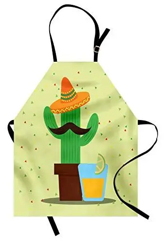 Produktbild: ABAKUHAUS spanisch Kochschürze, Mexican Cactus und Tequila, Höhenverstellbar Klare Farben ohne verblassen, Mehrfarbig