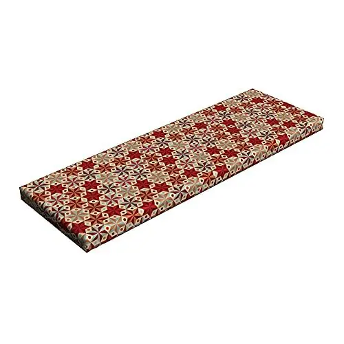 Produktbild: ABAKUHAUS Geometrisch Bankpolster, Retro Anis Sterne Motiv, Schaumkissen mit dekorativem Stoffbezug, 38 cm x 116 cm, Mehrfarbig