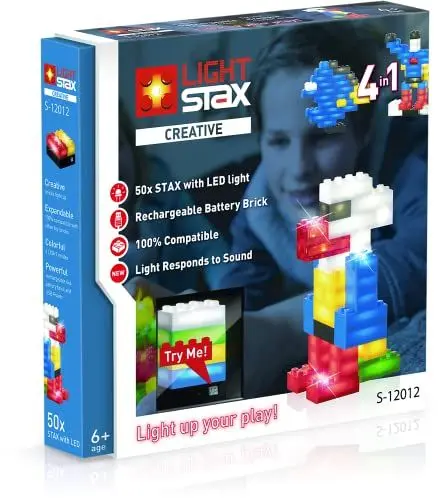 Produktbild: STAX S-12012 Light Set, kompatibel zu Lego, mit 50 LED-Bausteinen in 6 Farben Plus Mobile Power Brick, Mehrfarbig