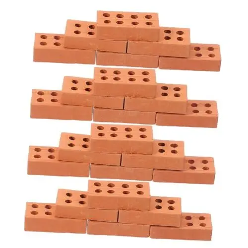 Produktbild: Abaodam 150 Stück Ziegelmodell Mini Ziegelstein Spielzeug DIY-Modellbau Puppenhaus Sandtischmodell Bausteine zum Stapeln und Bauen gefälschte Mauersteine Ziegel für draußen Ton Brown