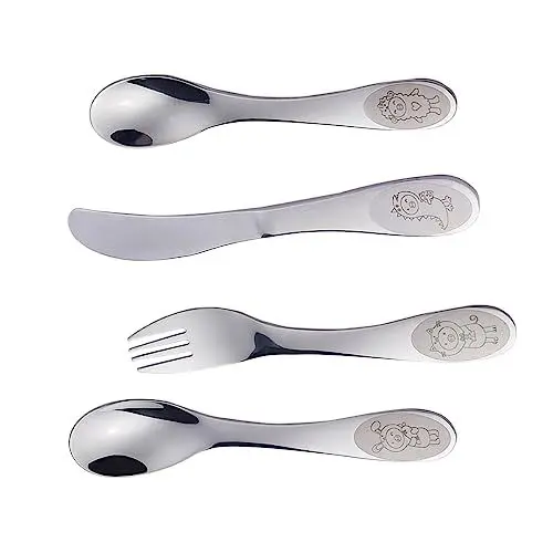 Produktbild: Abaodam 1 Satz 4St Besteck Löffel stainless steel inoxlm forke Besteck für Kleinkinder Besteck aus Edelstahl Partybesteck Kindergeschirr tragbar Messer und Rostfreier Stahl