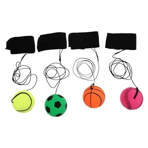 Produktbild: Abaodam 1 Satz Fluoreszierender Hüpfball Interaktive Eltern-Kind-bälle Entlüftungsbälle Spielzeug Brausetabletten Sport Spielzeug Für Kinder Bälle Mit Langer Linie Wurfspielzeug 4 Stück