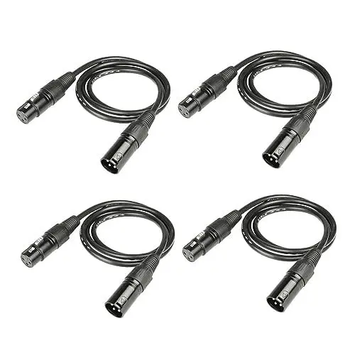Produktbild: Abaodam Mikrofonkabel 3-poliges Kabel Spiraldesign 4er-pack Bühnenbeleuchtung Dj-equipment