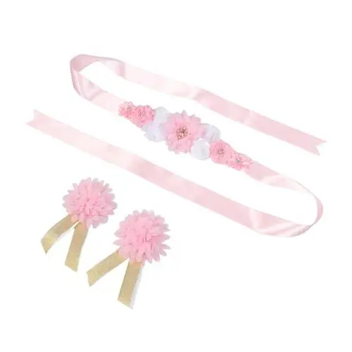 Produktbild: Abaodam Schärpe für Die Schwangerschaft Gürtel für Babyparty Werdende Bauchschärpe Dekorative Blumen Neues Baby-set für Mama