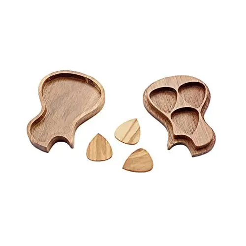 Produktbild: Abaodam 1 Set Holz Gitarre Picks Gitarre Pick Lagerung Fall Pick Gitarre Zubehör Plektrum Box Nussbaum