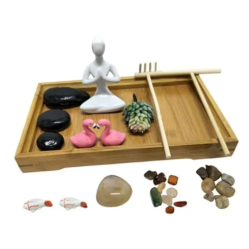 Produktbild: Abaodam 1satz Mini Zen Garten Mit Sand Und Kreativen Dekorationen Für Raumgestaltung Als Tischornament Für Entspannung Und Meditation