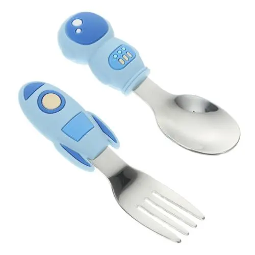 Produktbild: Abaodam Besteck-set für Kleinkinder Löffel und Gabeln Silikon für Jungen und Mädchen Spülmaschinenfest 2-teiliges Paket