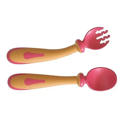 Produktbild: Abaodam -trainingsbesteck-set – 2-in-1 Löffel Für Babys – Hitzebeständig Und Leicht Zu Reinigen – Helle Und Runde Kanten – Perfekt Für Kinder