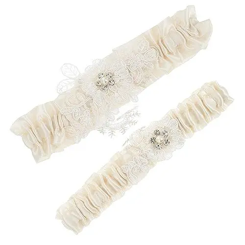Produktbild: Abaodam 2 Stücke Spitze Hochzeit Decor für Braut Beine Party Zubehör Braut Spitze Strumpfbänder Konfetti Hochzeit Beine Decor