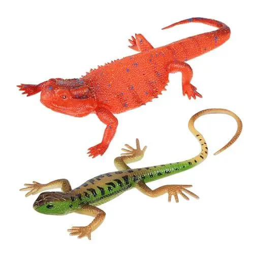 Produktbild: Abaodam 2 STK Simulationstiermodell Gefälscht Leguan Dehnbare Drachenspielzeug Stickig Ausgestopfte Eidechsenspielzeug Raupe Gecko-Figur Plüsch Plastik