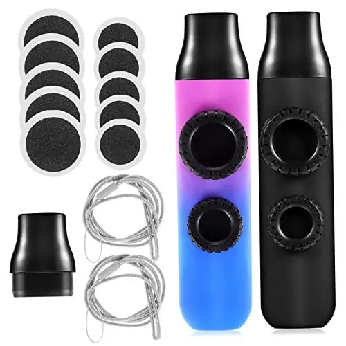 Produktbild: Abaodam Kazoo-set Mit Doppelflötenloch 2 Kazoos Mit Ersatzmembranen Leicht Zu Spielendes Musikinstrument Für Partys Und Veranstaltungen Schwarzes Kazoo