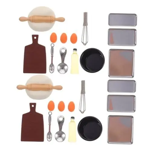Produktbild: Abaodam 2 Sätze Schneebesen-Modell Mini- -dekor Mini-eiermischer Kleines Backset Mini Hausbacken Küchenutensilien Für Kleine Häuser Mini-backrequisiten Mini-backblech Mini-Backset Holz