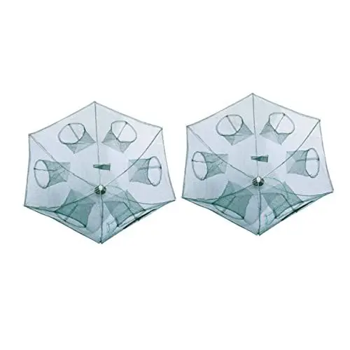 Produktbild: Abaodam 2st Faltbares Krabbennetz Gefaltetes Fischernetz Krebse Garnelen Regenschirm Design Faltbare Krabbennetzfalle Cast Dip Cage Fischnetz Kescher Netz-dip-käfig Teleskopisch Fischkäfig