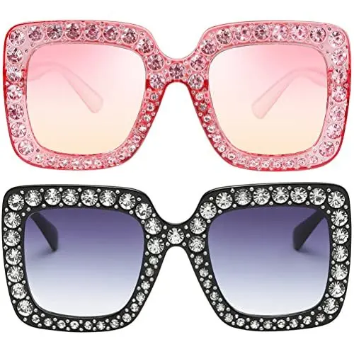 Produktbild: Abaodam 2stücke Damen Sonnenbrille Modische Quadratische Sonnenbrillen Für Sommer-Outfits Für Strand Partys Und Fotoshootings Leicht Und Langlebig Stilvoller Look Für Jede Gelegenheit