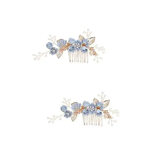 Produktbild: Abaodam 2st Floraler Haarkamm Kristalle Haare Golddekor Braut Kopfbedeckungen Für Die Hochzeit Goldene Hochzeitsdeko Haarspangen Aus Kristall Frisierkamm Perlenverzierungen Die Seite Damen