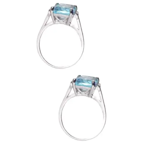 Produktbild: Abaodam 2stücke Frauen Luxus Mit Hellblauem Topaz Stein Eleganter Fingerring Für Verlobung Und Hochzeit Stilvolles Schmuckstück Für Besondere Anlässe Und Alltag