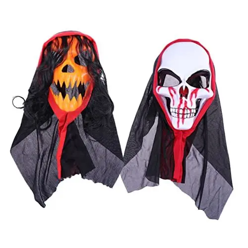 Produktbild: Abaodam 2stücke Gruselige Halloween Masken Für Kostümparty Realistische Schaurige Masken Für Halloween Fasching Und April- Aus Strapazierfähigem Und Hautfreundlichem Material