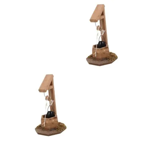 Produktbild: Abaodam 2st Mini-Garten Im Freien Miniatur-gartenspielzeug Spielzeuge Cosplay-zubehör Lebendiger Miniaturbrunnen Schatzgurus Miniatur Mini Gut Holz Eimer Ländlich Kind