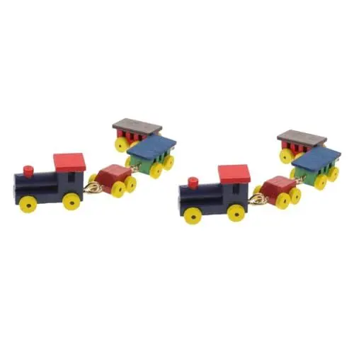 Produktbild: Abaodam 2st Puppenhaus-Zug Eisenbahn-spielzeugeisenbahn Kreative Zugdekoration Wohnkultur Puppenhaus-miniaturmöbel Cartoon-Zug-schmuck Eisenbahnwaggons Für Jungen Modelle Kinderzimmer Holz