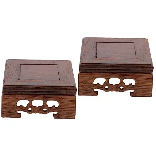 Produktbild: Abaodam 2st Vase Holzsockel Mikrowellenwagen Küchenwagen Auf Rädern Pflanzschale Aus Holz Halter Für Pflanzgefäße Rustikaler Bauernaufsteiger Kücheninsel Buddha-statue Wenge Ornamente
