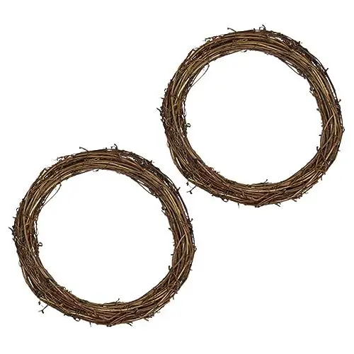 Produktbild: Abaodam 2st Weihnachten Naturhandwerk Trockene Zweige Und Rattankränze DIY Natürliche Trockene Rattankreise 10 Stück (15 cm) Kranz DIY Liefert Mini-Kranz Rahmen Hölzern Dekorationen 15c