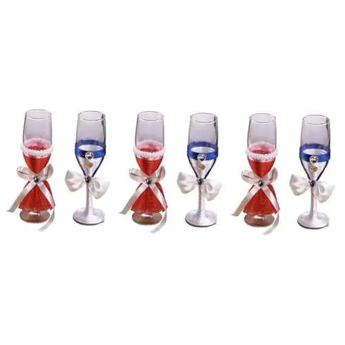 Produktbild: Abaodam 3 Paare Weihnachtsweingläser Champagner-coupé-gläser Braut Und Bräutigam Weinflöte Gravierte Weingläser Rotweingläser Braut Und Bräutigam Weingläser Jahrgang Liebhaber Glas
