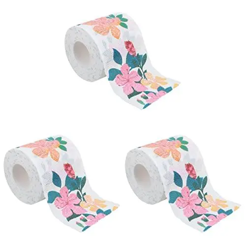 Produktbild: Abaodam 3 Rollen Bedrucktes Rollenpapier Geschirrtücher Einwegservietten Farbiges Seidenpapier Einweg-servietten Farbiges Toilettenpapier Kern Taschentuch Jungfräulicher Zellstoff