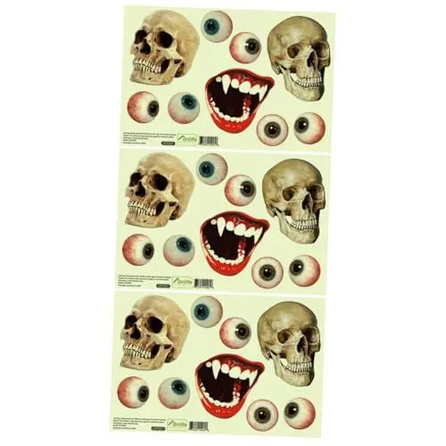 Produktbild: Abaodam 3 Sätze Halloween-wandaufkleber Halloween-wandkunstaufkleber Abnehmbarer Toilettensitz Nachtleuchtende Aufkleber Halloween-peeling Tapete Wandbild Wasserdicht Hintergrund Pvc 3d