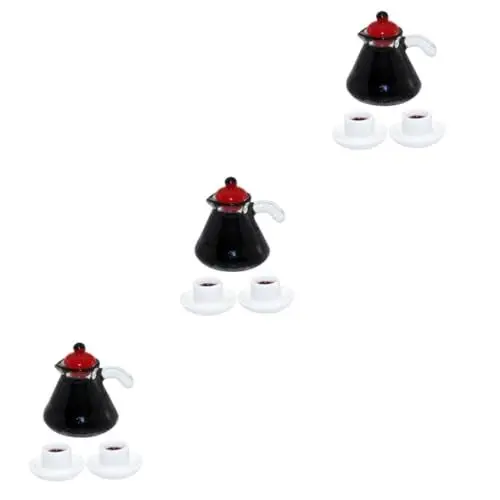 Produktbild: Abaodam 3 Sätze Mini-kaffeekanne Küchenspielzeug Vortäuschen Modell Kaffeemaschine Mini-teebecher Puppenhaus-kaffeekanne Puppenhaus Wasserkocher Mini-teekessel Puppenhaus-kaffeetasse Harz