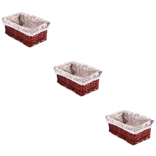 Produktbild: Abaodam 3stücke Handgefertigter Weidenkorb Für Lebensmittel Praktische Aufbewahrungslösung Im Landhausstil Vintage Wicker Korb Für Obst Und Blumen