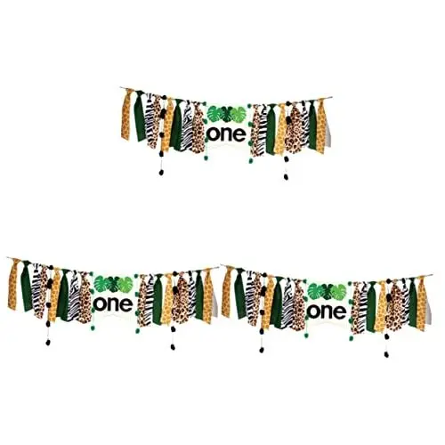 Produktbild: Abaodam 3 Stück Fotoparty St Streamer Hochstuhl Babyparty Krawatte Veranstaltungsort Banner Für Zubehör Dschungel Stand Dekor Requisite Pull Flag Layout Thema Bunter Stoffstuhl Jagd