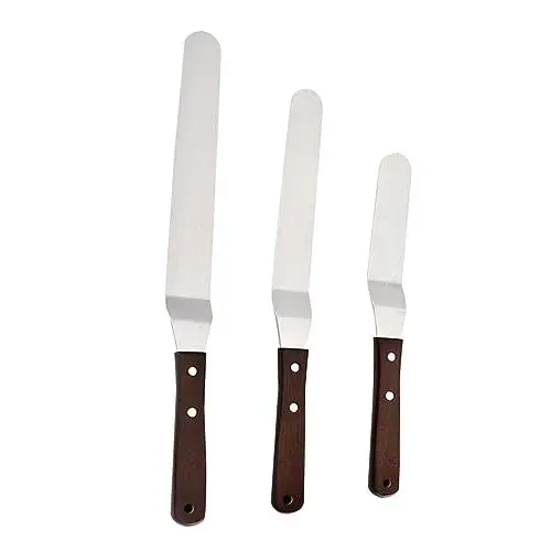 Produktbild: Abaodam 3st Abgewinkelter Glasurspatel Abgewinkelter Spatel Offset-kuchenspatel Kleiner Spachtel Aus Metall Glasurspachtel Aus Edelstahl Kuchenglasur Kuss Messer Holzgriff