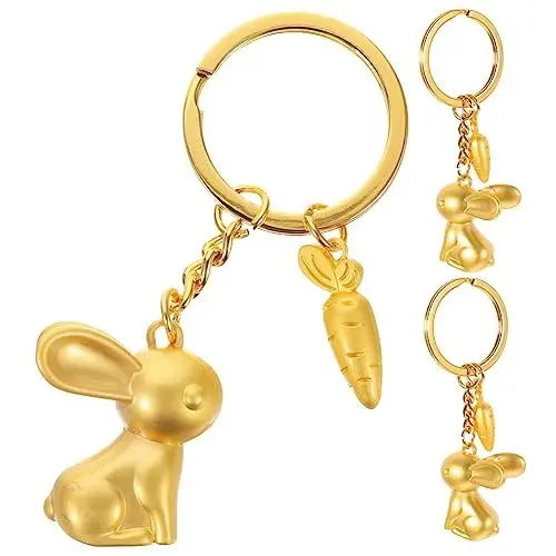 Produktbild: Abaodam 3st Hase Schlüsselanhänger Glücksbringer Schlüsselanhänger Häschen-anhänger Sternzeichen Schlüsselanhänger Glückskaninchen-Ornamente Feder Geldbörse Metall Zinklegierung Kind