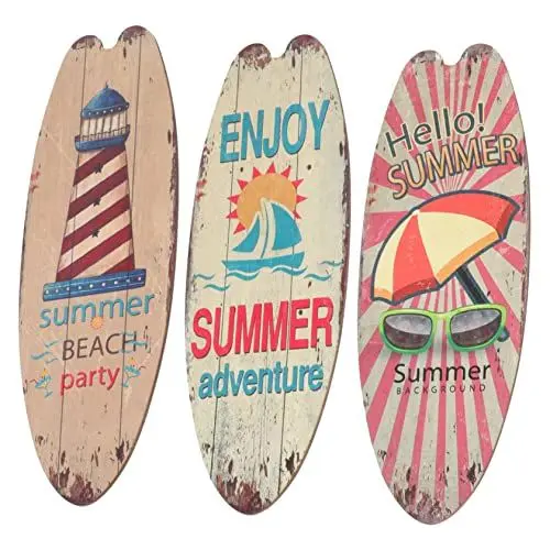 Produktbild: Abaodam Wanddekoration Zum Aufhängen Mit Surfbrettern 3er-pack Holzschild Nautische Heimdekoration Für Die Veranda