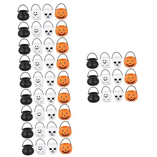 Produktbild: Abaodam 48 Stück Halloween-Handeimer Kürbis Süßigkeitenhalter Halloween-Dekoration Requisite Helle Hausdekorationen Für Zuhause Süßigkeitenschale Für Büro Schreibtisch