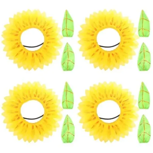 Produktbild: Abaodam 4 Sätze Sonnenblumenkopfbedeckung Floraler Kopfschmuck Lustige Performance-requisiten Sonnenblumen Verkleiden Sich Töpfe Aus Edelstahl Hut Haarschmuck Seidentuch Die Blumen Kind