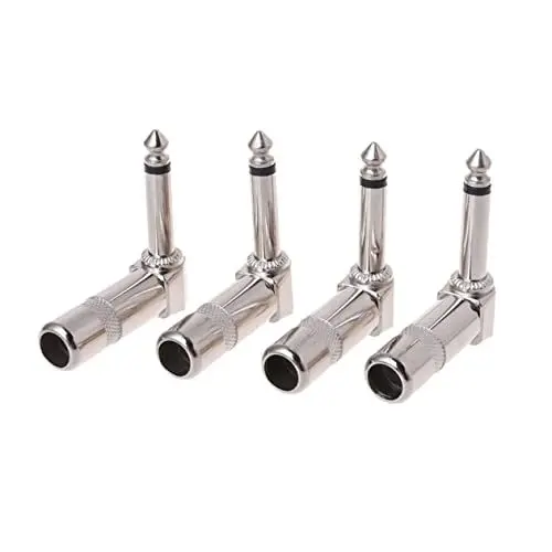 Produktbild: Abaodam 4 Stück 90 Effekt-line-buchse Übertragungsanschluss Für Audiogeräte 90 Grad Rechtwinkliger Audioadapter E-gitarren-effekte Gitarrenkabelstecker Mono-stecker Zinklegierung Silver