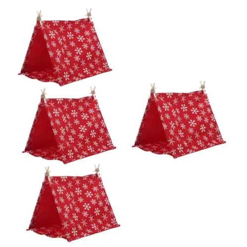 Produktbild: Abaodam 4 Stück Camping Zelt Campingspielzeug Zubehör Für Babypuppen Katzenzelt Im Freien Puppenzelt Zeltmodell Stellen Sie Sich, Sie Spielen Möbel Winziges -kit Holz Rot
