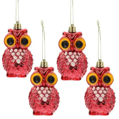Produktbild: Abaodam 4 Stück Eule-anhänger Eulen-emaille-anhänger Weihnachten Hängendes Tier Süße Eulenstatue Eulen-anhänger-Charms Christbaumschmuck Eule Figur Plastik Der Baum Weihnachtsutensilien