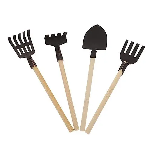 Produktbild: Abaodam 4 Stück Gartengeräte Zubehör Für Puppenhäuser Spielzeug Schaufel Mini-Spielzeug Kinderspielzeug Strandschaufel Für Kinder Kinderhandwerk Garten Starter-kit Mini-rechen Eisen Black