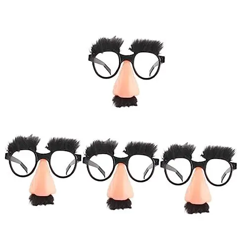 Produktbild: Abaodam Crazy Brille 4 Stück Große Nase Lustige Brille Groucho Marx Kostüm Brille Mit Nase Verkleiden Neuartige Clownbrillen Clown-nasenbrille Scherzbrille Clownsnase Augapfel Weihnachten Mann