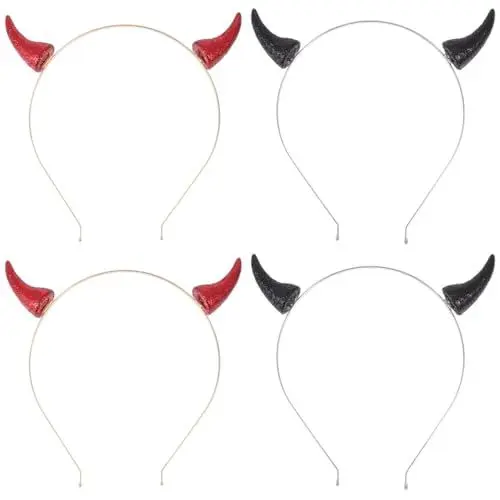 Produktbild: Abaodam 4 Stück Halloween-stirnband Teufel Kopfschmuck Damen-stirnband Halloween-teufel-stirnband Haarreif Aus Teufelshorn Damen Stirnbänder Umweltschutzschweißen Pailletten Dämon Fräulein