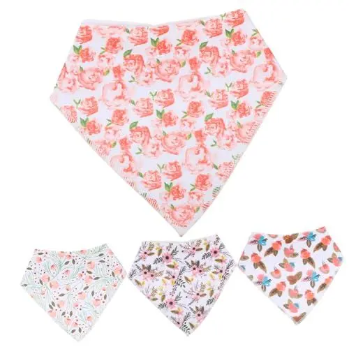 Produktbild: Abaodam 4stücke Teiliges Lätzchen Aus Doppel-layer Sabberlätzchen Für Neugeborene Kreative Bandana Für Mädchen Bequem Und Praktisch Für Füttern Und Teething