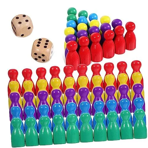 Produktbild: Abaodam 50 Stück magnetisches schachspiel Schachspiele Schachmarker Würfelspiel Ludo-Spiel Spielset Spielmarke Zubehör für Brettspiele Schach aus Holz Brettspiel Schach Lernspielzeug