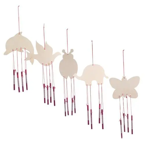 Produktbild: Abaodam 5 Sätze Basteln Für Kinder Diy & Handwerk Kleines Windspiel Bausatz Für Windspiele Aus Holz Glockenspiel Im Klassenzimmer Kinder Basteln Masse Handwerk Fallen Windmaschinen Eisen