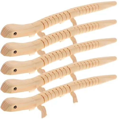 Produktbild: Abaodam 5 Stück Unvollendete Holz-Eidechsen-Spielzeuge Holzschlangen Unvollendete Wackelige Holz-Eidechsen Mit Gelenken Flexible Holzschlange Zum Bemalen Von Tiermodellen Für