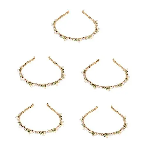 Produktbild: Abaodam 5st Hochzeitskleid Stirnband Goldene Lorbeerblätter Stirnband Für Frauen Toga-kopfbedeckung Perlenstirnbänder Perlenstirnband Blumenstirnbänder Für Damen Braut Haar Kranz Legierung